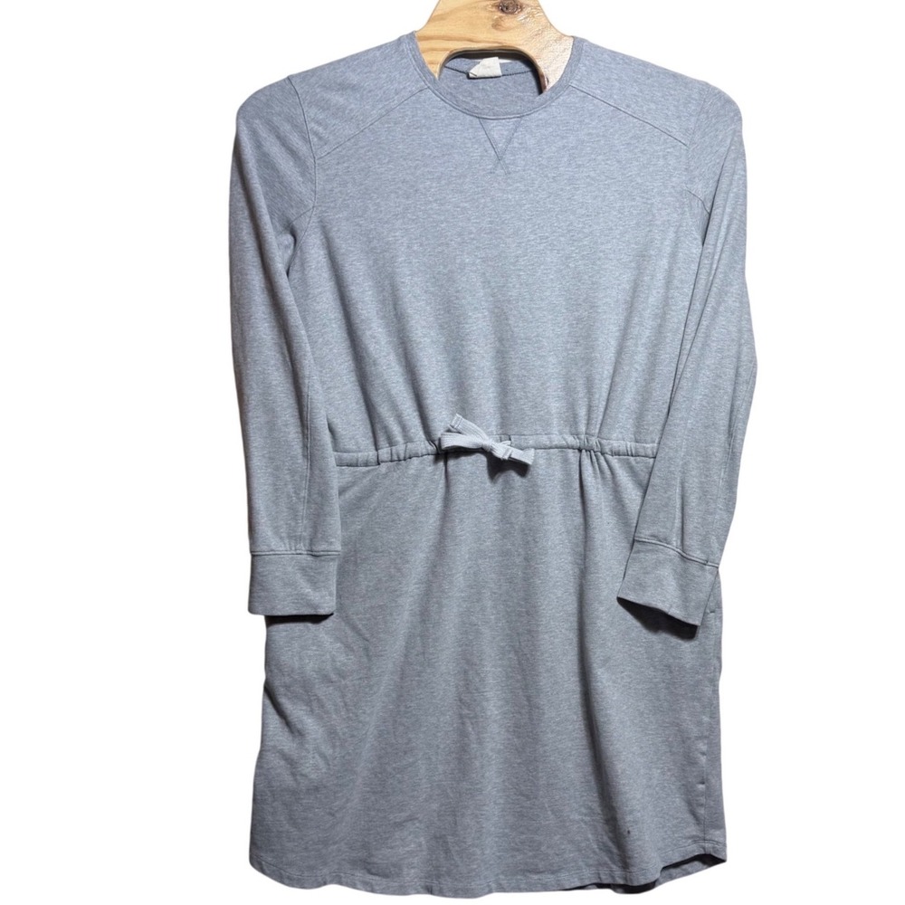 Pact Organic Cotton Long Sleeve Drawstring Waist Dress Heather Gray XL
